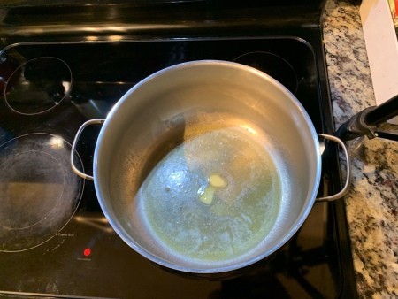 A pan with melted butter.