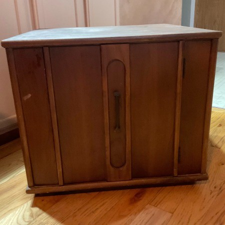 The front of the side table.