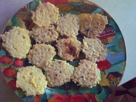 The baked parmesan keto wafers.