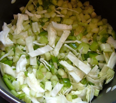 Chopped vegetables for soup.