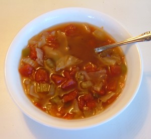 The completed bowl of soup.