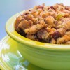 A bowl of Thanksgiving dressing or stuffing.