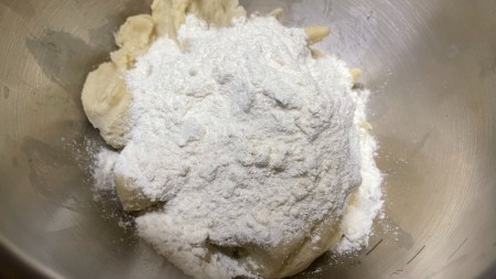 Making the cookie dough.