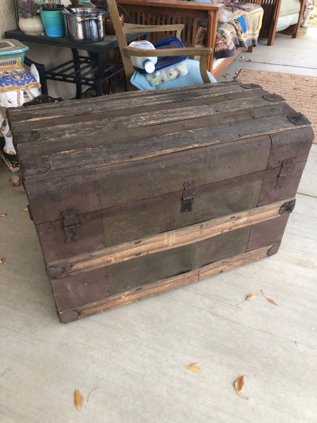 The back of an old trunk.