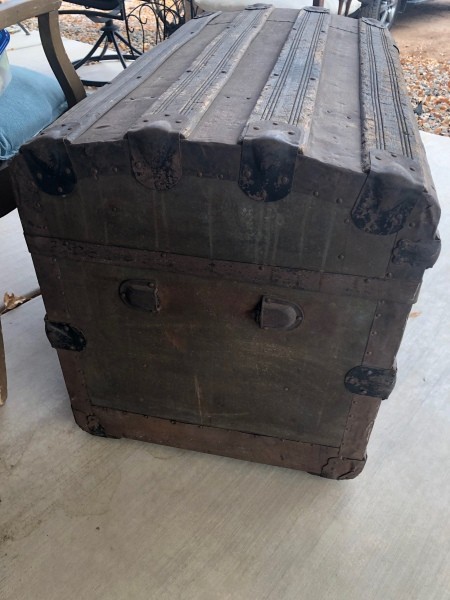 The side of an old trunk.