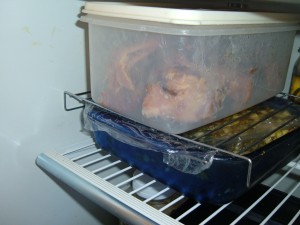 Using small oven racks in the refrigerator.