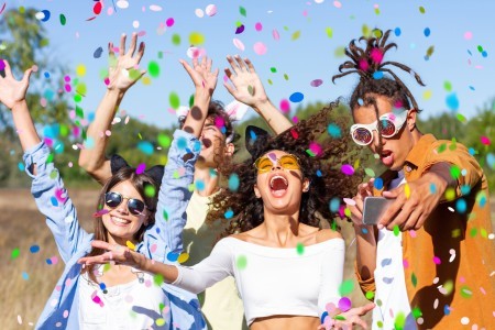 Teen girls at a birthday party.