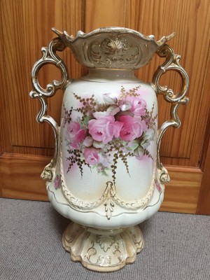 A large ceramic vase.