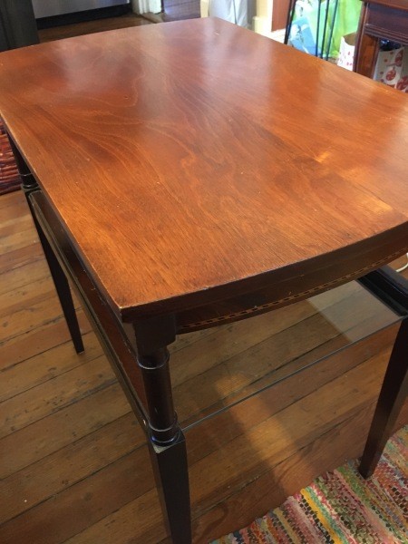 A wooden Mersman table.