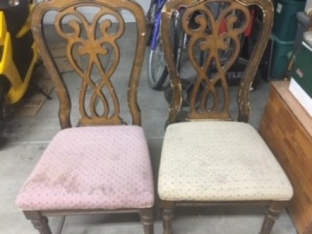 Two old wooden chairs.