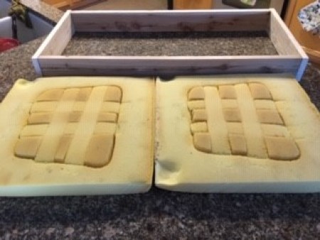 Adding the cushions into the bench seat.