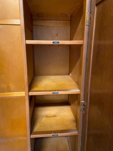 A close up of the wardrobe's shelves.