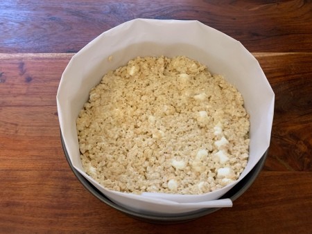 A pan of Rice Krispie treats.