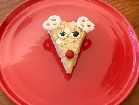The decorated reindeer Rice Krispie treat.