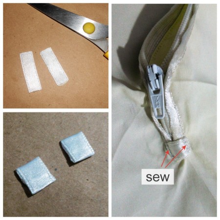 Detail of zipper sewing