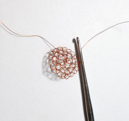 Crocheting the hemisphere.