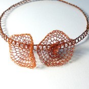The completed Crochet Wire Bangle Bracelet with Hemispheres