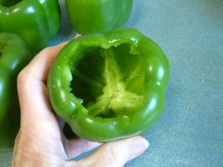 The peppers without seeds or core.