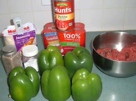 Ingredients for Stuffed Green Peppers