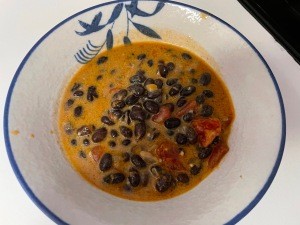 A bowl of Coconut-Black Bean Soup