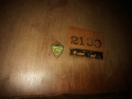 A marking on the bottom of the table.