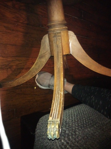 The legs of an end table.