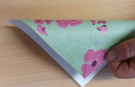 Folding the paper in half lengthwise.