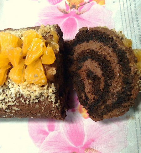 The completed Japanese Style Chocolate Roll Cake