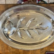 A silver serving tray.