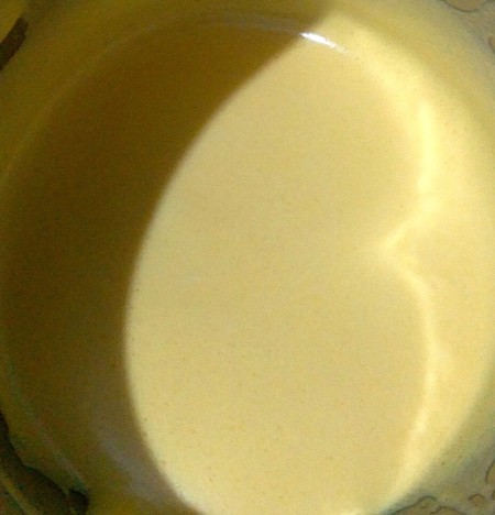 Combining the egg mixture.