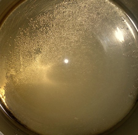 Making the syrup for the cake.