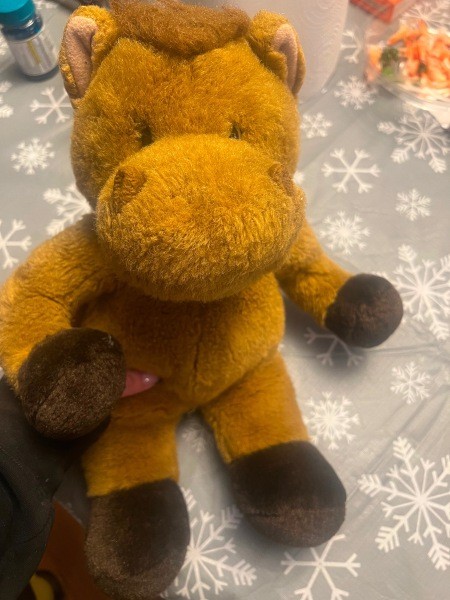 A small stuffed horse.