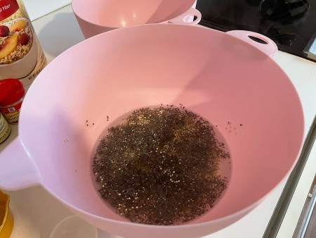 Mixing ingredients in a bowl.