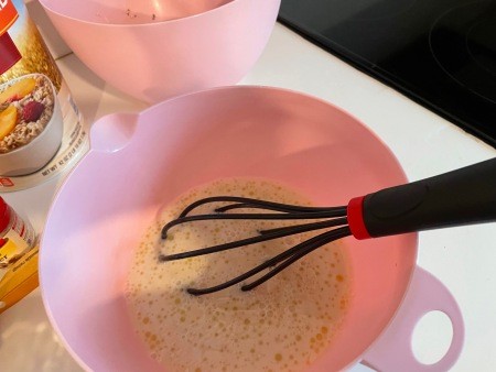 Mixing ingredients in a bowl.
