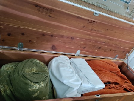 The open cedar chest.