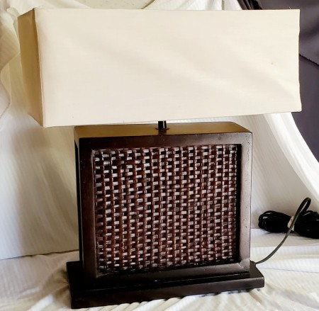 An old square table lamp.