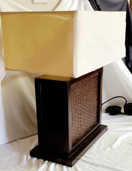 An old square table lamp.