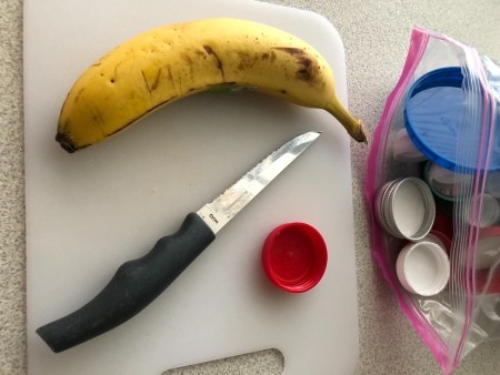 The materials for storing half a banana.