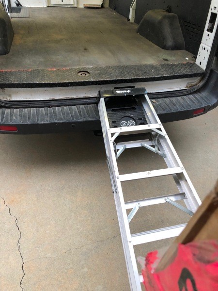 Using a ladder as a ramp.