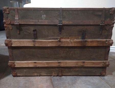 The back of an old trunk.