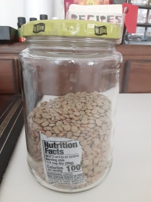 A label stuck inside a jar.l