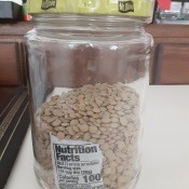 A label stuck inside a jar.l