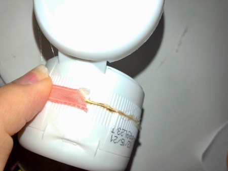 Adding ribbon to the seam.