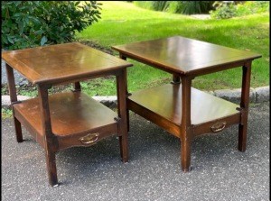 Two wooden end tables.