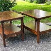 Two wooden end tables.