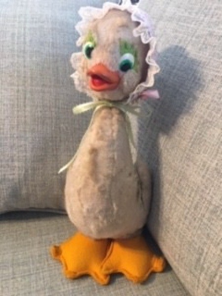 Mother Goose and her new bonnet.