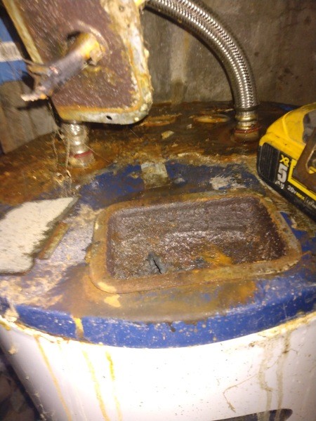 A water heater with a shorted out power supply.