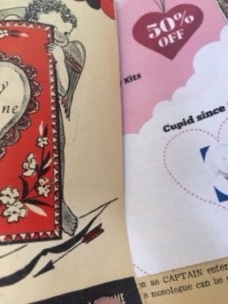 Putting the greeting cards together.