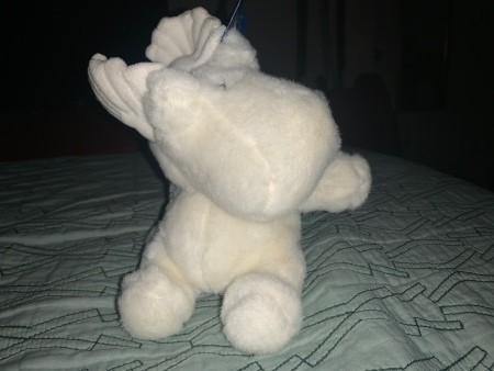 A white stuffed animal.