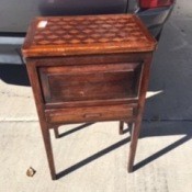 A small wooden table.